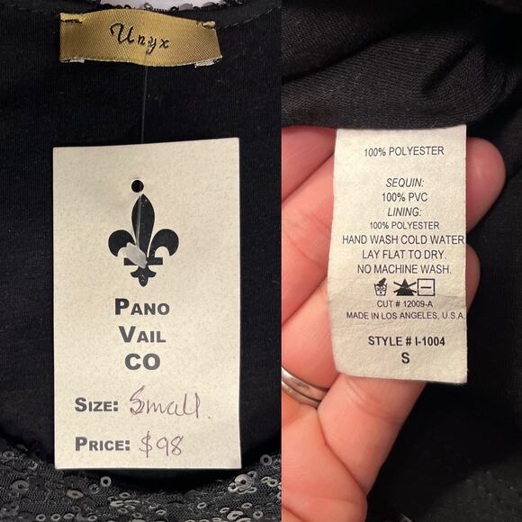 Cocktail Black Sequins Dress Swing Sleeveless Racerback by UNIX LBD Small NWT - Picture 6 of 8